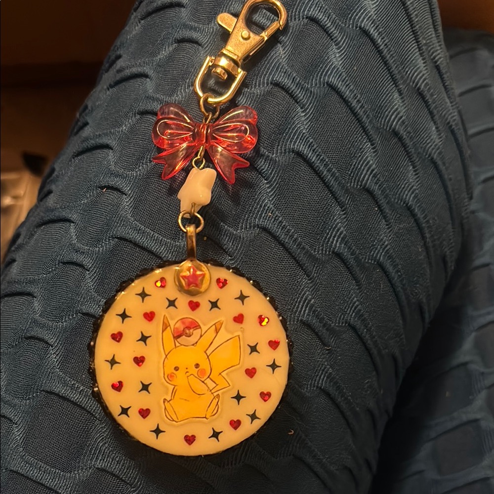 Cute Pikachu/Pokeball Keychain with Red Accents